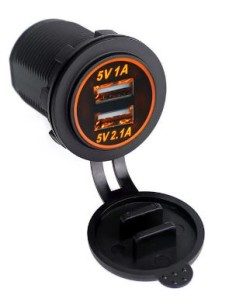 DOPPIO CARICATORE USB DA PANNELLO 1A+2,1A 12/24V CON...