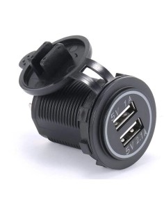 DOPPIO CARICATORE USB DA PANNELLO 1A+2,1A 12/24V CON...
