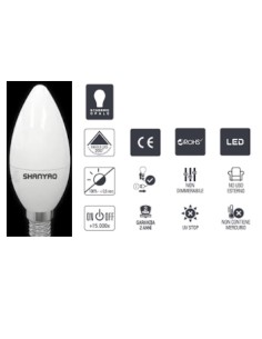 LAMPADA LED  E14 CANDELA  LUCE CALDA 510 LUMEN 6W RESA...