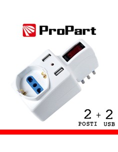 Adattatore con interruttore 2 posti - 1 Schuko+ bipasso 1...